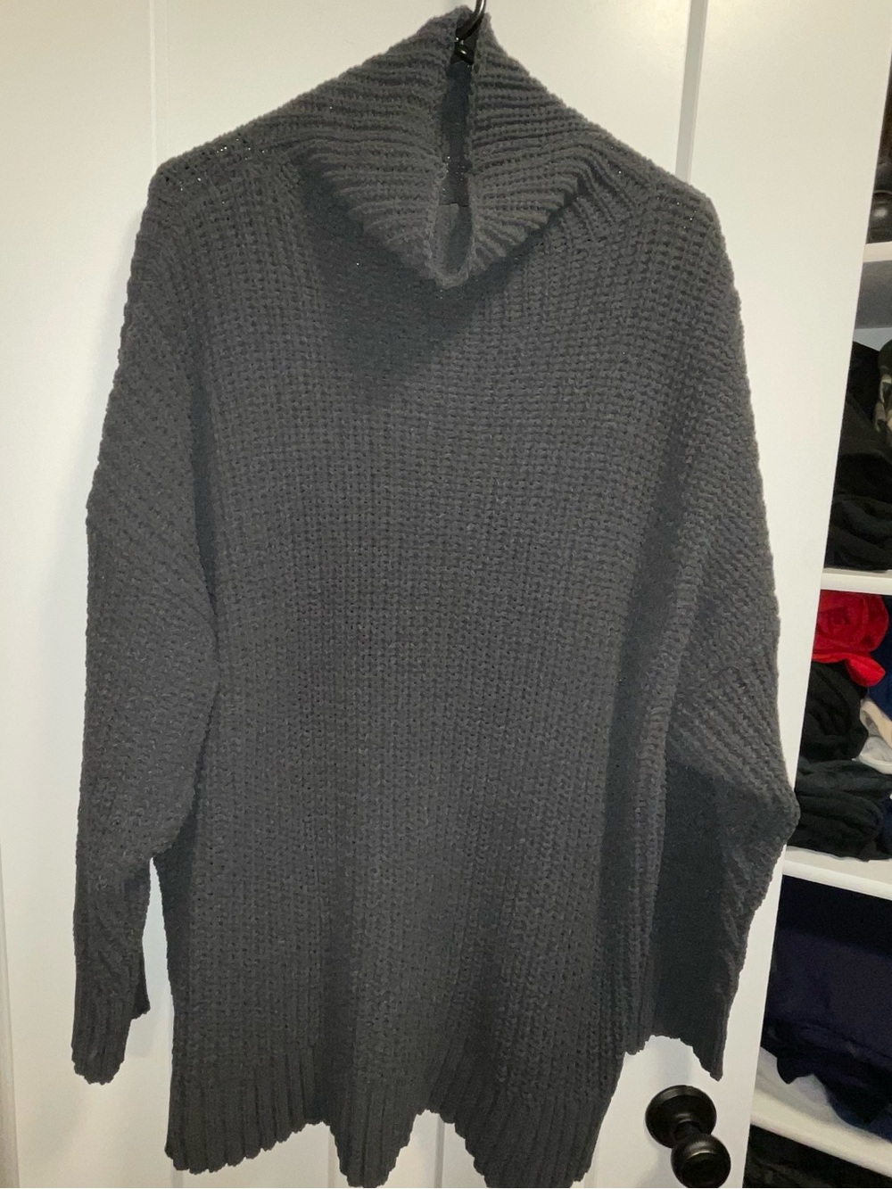 American Eagle Aerie Woman’s Oversized Charcoal Gray Knit Turtleneck Sweater